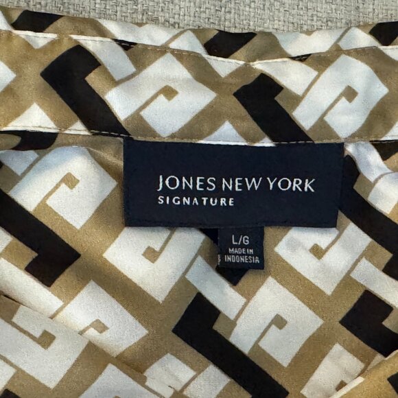 JONES NEW YORK Signature Button-Down Pointed Collar Blouse, Geometric Multi, L - Picture 14 of 16